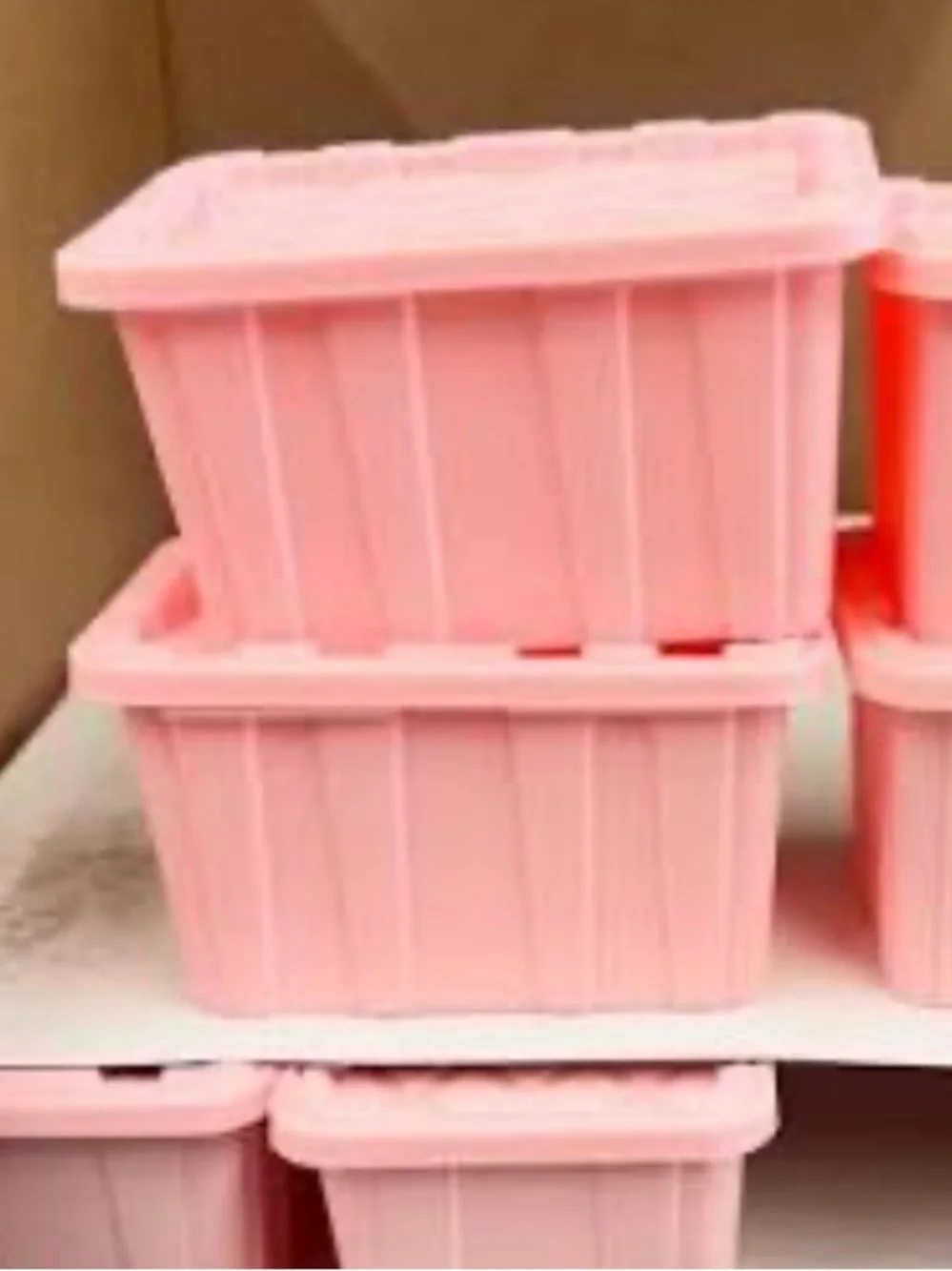 NEW 4 Sterilite Pink Frost Tiny Totes